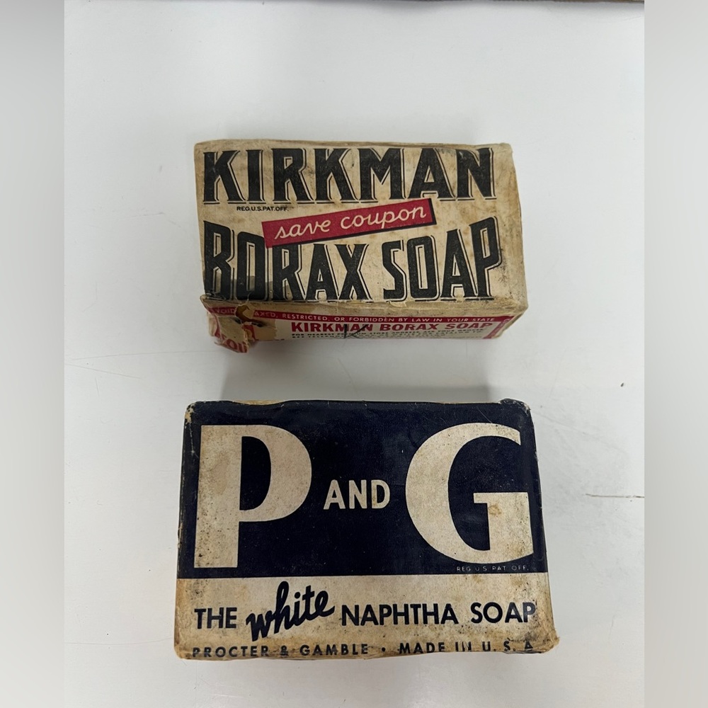 Two Bars Of Vintage Soap, Original Wrappers, Kirkman Borax And P And G Brands